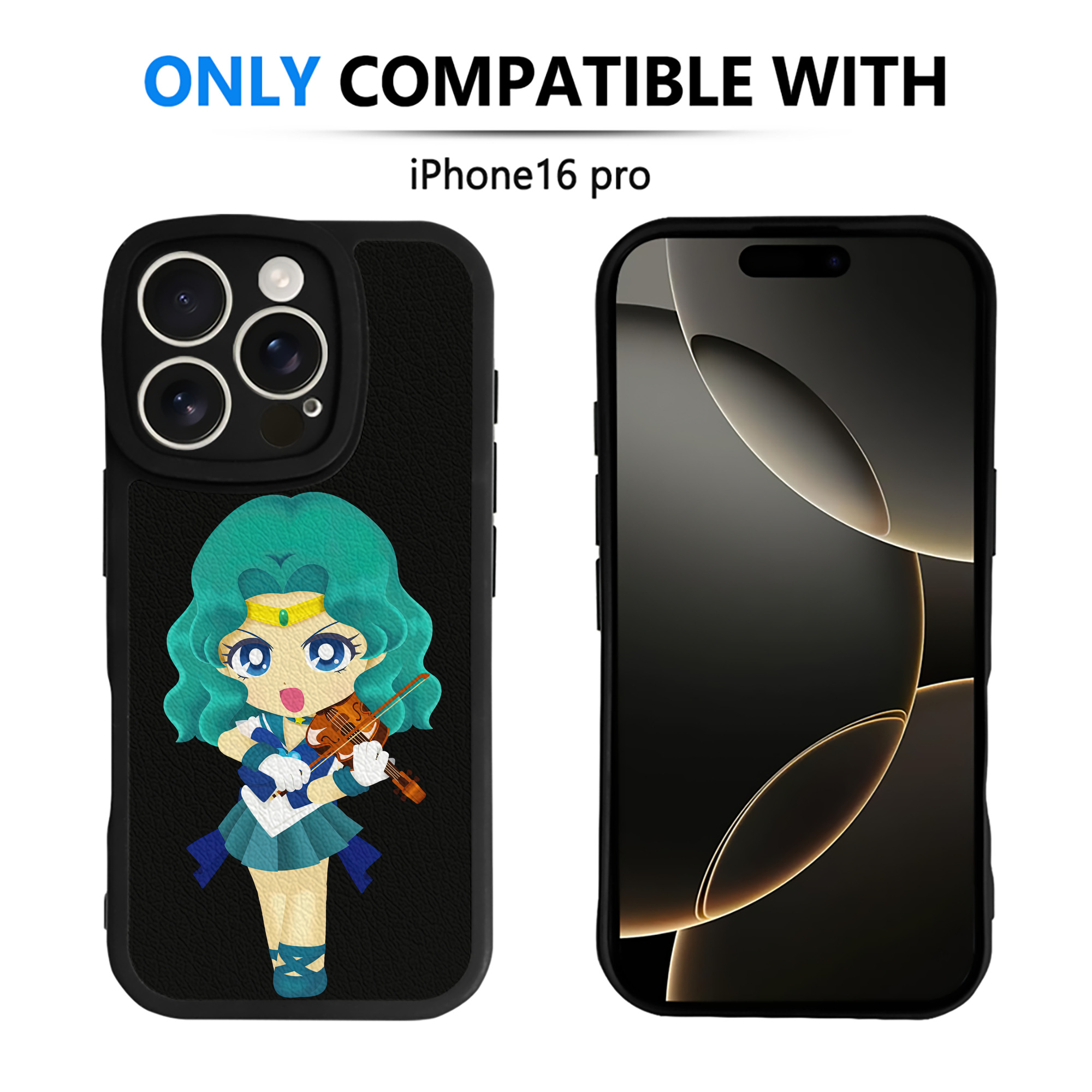 （画像用） 美少女戦士セーラームーン 海王 みちる（かいおう みちる） Sailor Moon Kaiou Michiru 【iPhone 16シリーズ対応】シリコンスマホケース（レザー調） 材質：シリコン